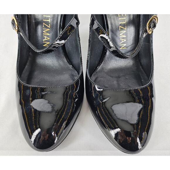 STUART WEITZMAN WOMEN'S VIDA 100 MARY JANE BLACK PATENT LEATHER SHOES – SIZE 7.5 - Picture 10 of 12